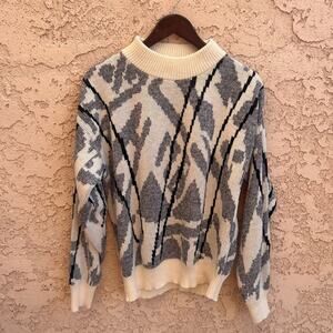 Le Tigre Vintage Geometric Knitted Grandpa Sweater Size XL